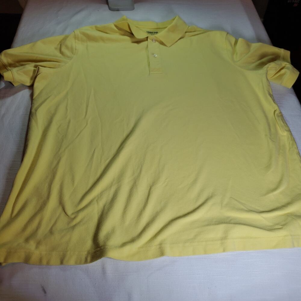 Lands End Mens Short Sleeve Polo Shirt XLT Extra Long Tall Yellow Cotton